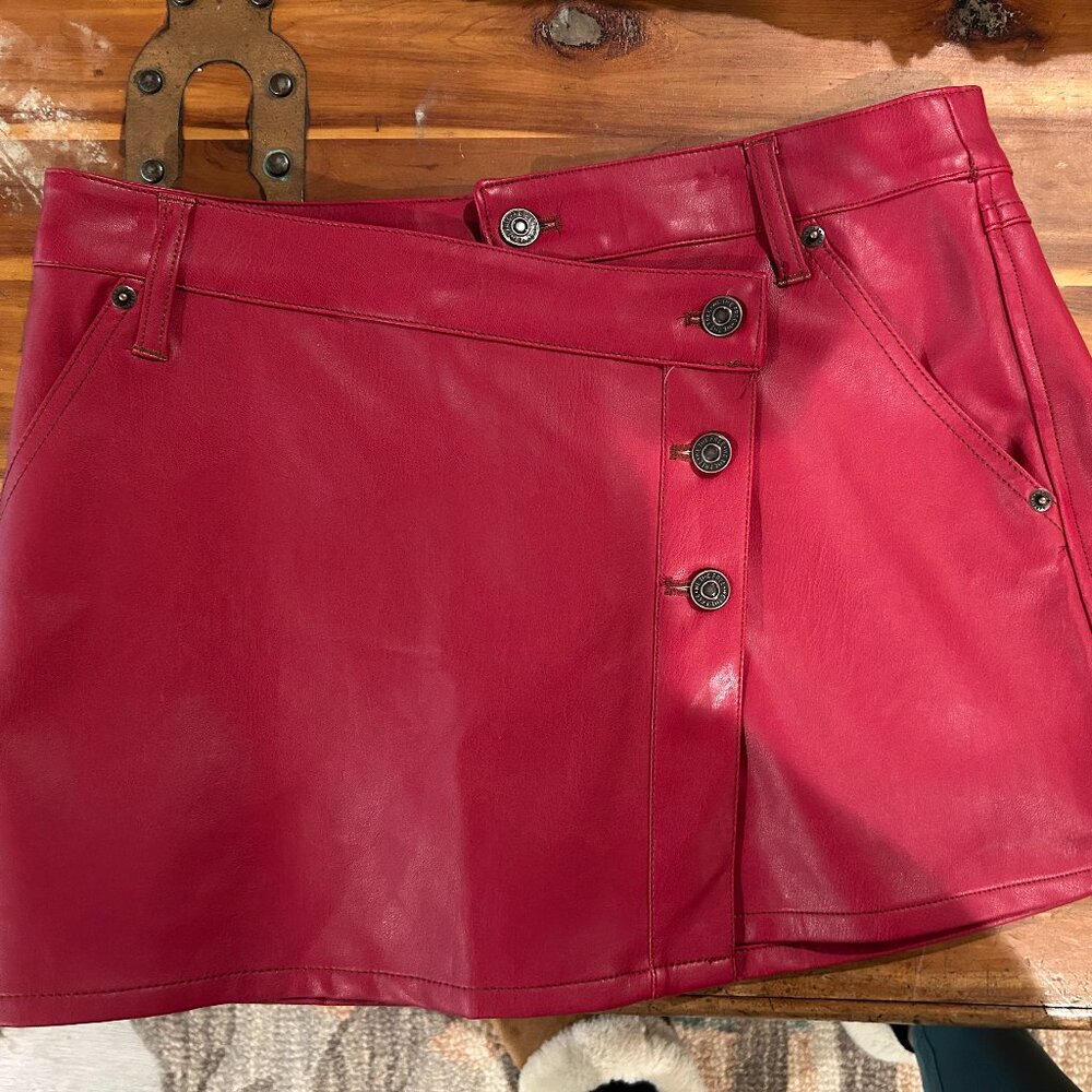 Free People red leather mini skirt